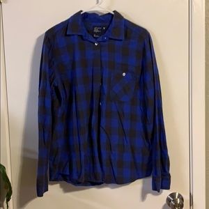 Blue and black plaid long sleeve